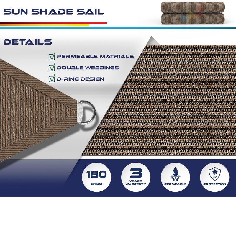 Windscreen4less 12' x 12' x 12' Sun Shade Sail Triangle Outdoor Canopy Cover UV Block for Backyard Porch Pergola Deck Garden Patio (Brown) - Image 3